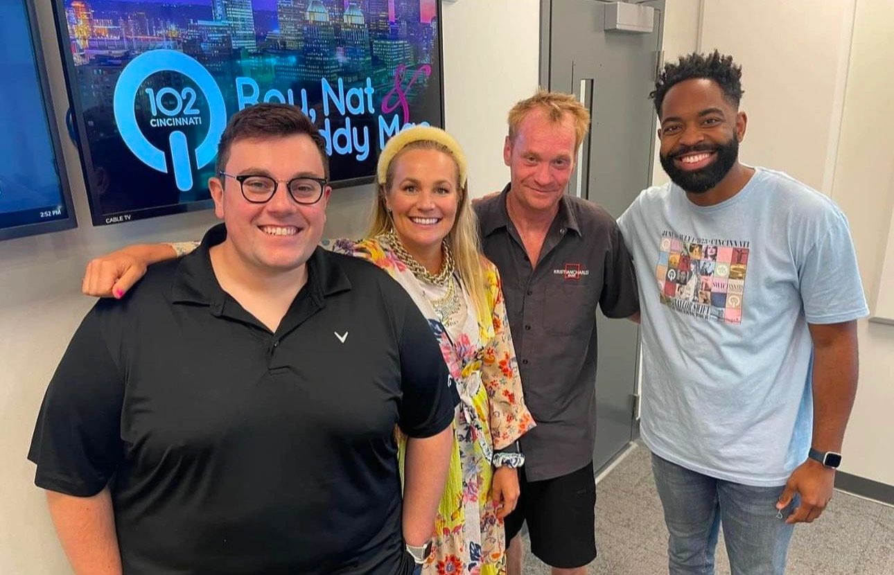 Kristian Charles with Q102 Cincinnati radio team